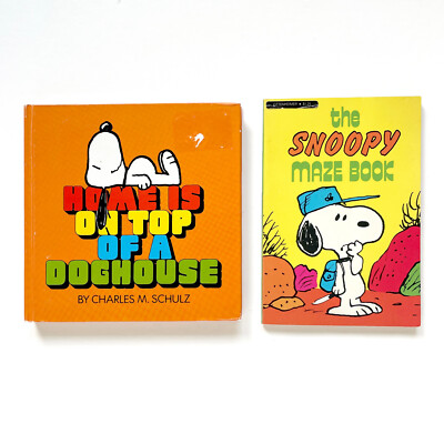 1970s 1980s Snoopy Maze Book   Home IS On Top Of A Doghouse   Peanuts   Schulz
