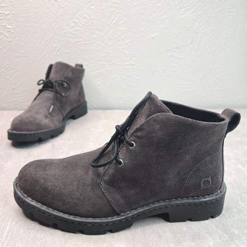 Born Schnürstiefeletten Gr. 7 grau Wildleder kurz bequem Chukka Grunge Schuh Boot