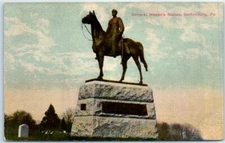 Postcard - General Meade's Statue, Gettysburg, Pennsylvania
