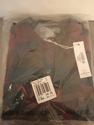 Natural Reflections Women M Shirt Flannel Red Black Bold Plaid Button 