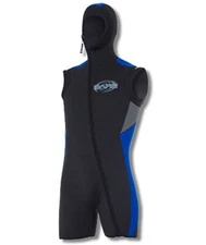 Bare Velocity Hooded Shortie 7mm Wetsuit Size ML Blue Scuba Snorkel Swim Surf