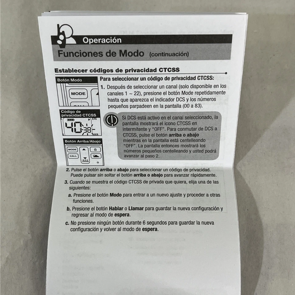 Cobra RX380 Walkie Talkie Spanish Espanol Manual Del Propietario Radio - Image 4 of 4