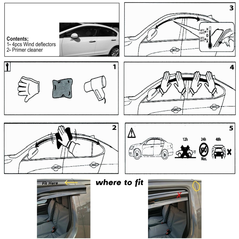 Wind Deflectors 4 PCs Front Rear Left RIght 2005200 FOR Dacia Sandero