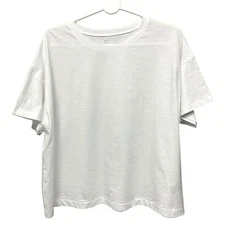 MUJI Ribbed 100% Cotton Boxy T-Shirt / White/ Sz M-L / NEVER WORN