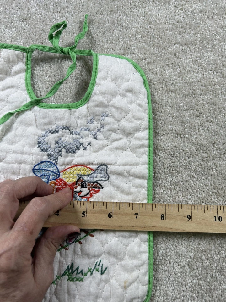 Babero de bebé vintage Disney bordado a mano tren Paragon guardería 12x8 pulgadas Foto 4 de 4