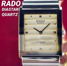 RADO Diastar Quartz Men's Watch Gold Dial Stainless Steel Band Swiss 23mm Rare