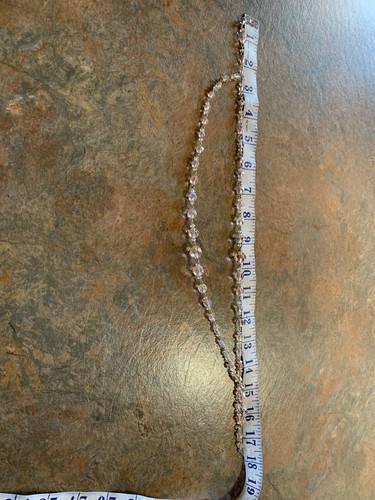 Double STRAND VINTAGE NECKLACE Pink AURORA BOREALIS CRYSTAL BEADS - 44cm (17”) - Picture 4 of 10
