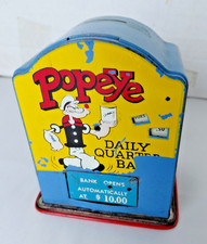 Rare Vintage 1950's Popeye Daily Quarter Tin Bank Kalon MFG.Co.