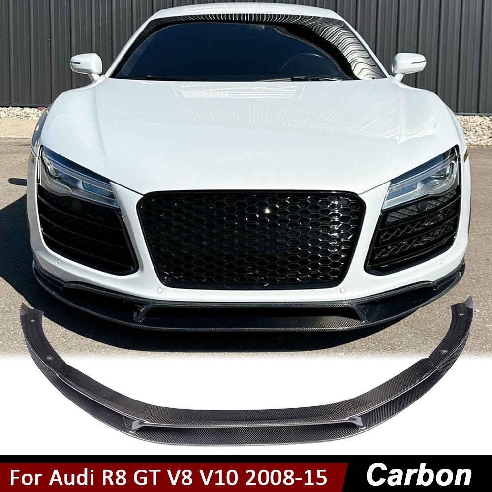 For Audi R8 GT V8 V10 2008-2015 REAL CARBON FIBER Front Bumper Lip Chin Spoiler