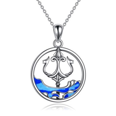 Trident Pendant Necklace 925 Sterling Silver Ancient Greece Amulet Neptune 