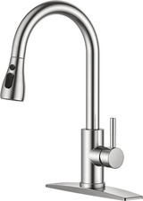 FORIOUS Kitchen Faucets with Pull down Sprayer, Brushed Nickel, High Arc Single