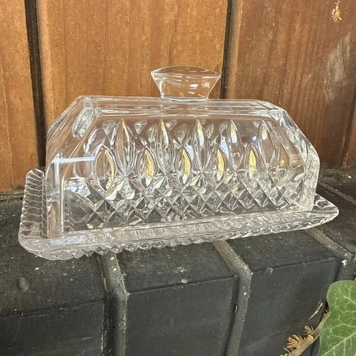 Waterford Crystal Lismore Covered Butter Dish Vintage
