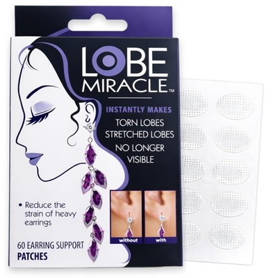 Lobe Miracle- Clear Earring Support Patches - 60 Count (Pack of 1)