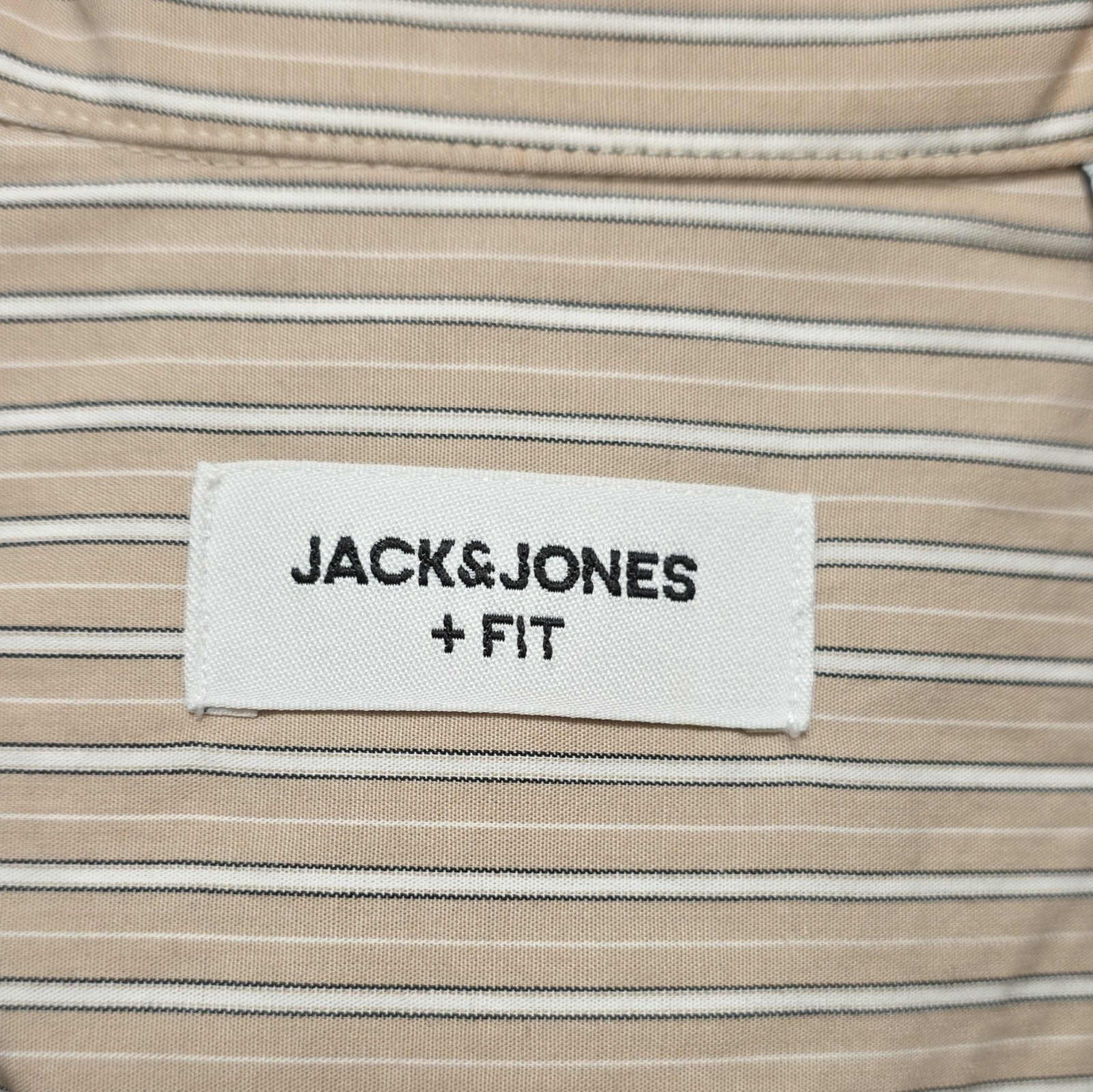 Jack & Jones +Fit Mens Tan Stripe Organic Cotton Resort Shirt Relaxed image 3