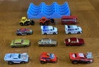 Lot of 12 Vintage Matchbox Cars & Trucks Muscle Cars In Blue Plastic Car Holder