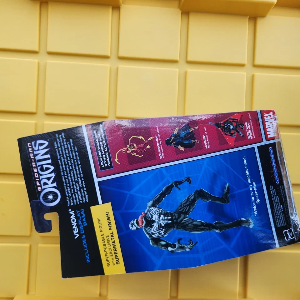 Figura de acción Hasbro Spider-Man Origins Venom 2006 metálica con base Marvel H50 Foto 2 de 2