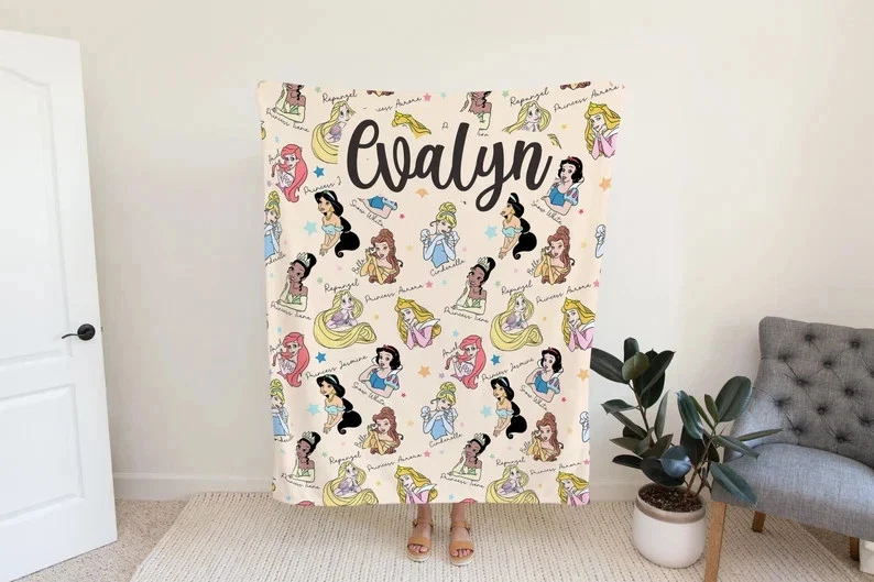 Personalized Disney Lovely Princesses Fleece Blanket