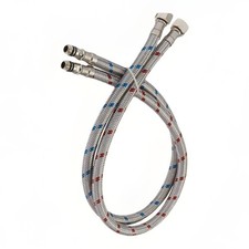 Braided Stainless Steel Faucet Supply Lines 24 Inch Hot Cold M10 x G1/2-in FIP