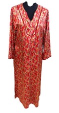 VTG Oscar De La Renta Pink Label Red Satin Kaftan Womens S Loungewear Resort Lux