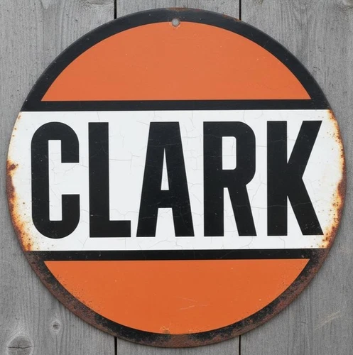 Clark Gasoline 8" Diameter Vintage Novelty Metal Sign Made In USA