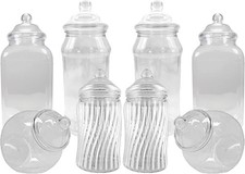 8 Assorted Empty Retro Plastic Sweet Jars for Candy Buffet - Just add sweets (C