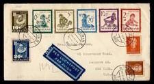 DR WHO 1950 NETHERLANDS SEMI POST AIRMAIL STRATUM TO USA R25058