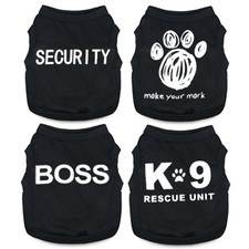 4-Pack Dog Clothes for Small Dogs Boy Male Summer Black Letter Security Puppy...
