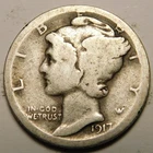 1917 S Mercury Dime 90% Silver FR-AG  "Actual Coin Pictured - Not Cleaned"