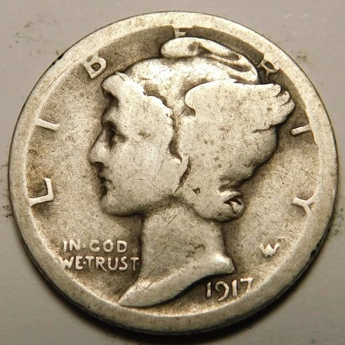 1917 S Mercury Dime 90% Silver FR-AG  "Actual Coin Pictured - Not Cleaned"