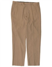 CHAPS Mens Straight Suit Trousers W36 L32 Beige Polyester BD15