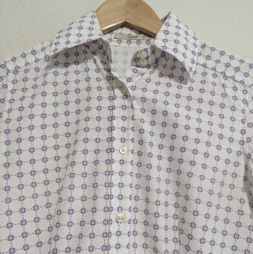 ETRO Womens size 38 White & Purple Fitted Cotton Shirt Long Sleeve Italy - Picture 2 of 5