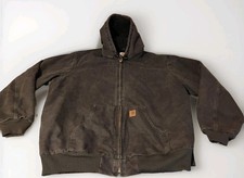 Carhartt J130 MOS Moss Green Duck Canvas Jacket Hooded Mens 3XL Tall Used