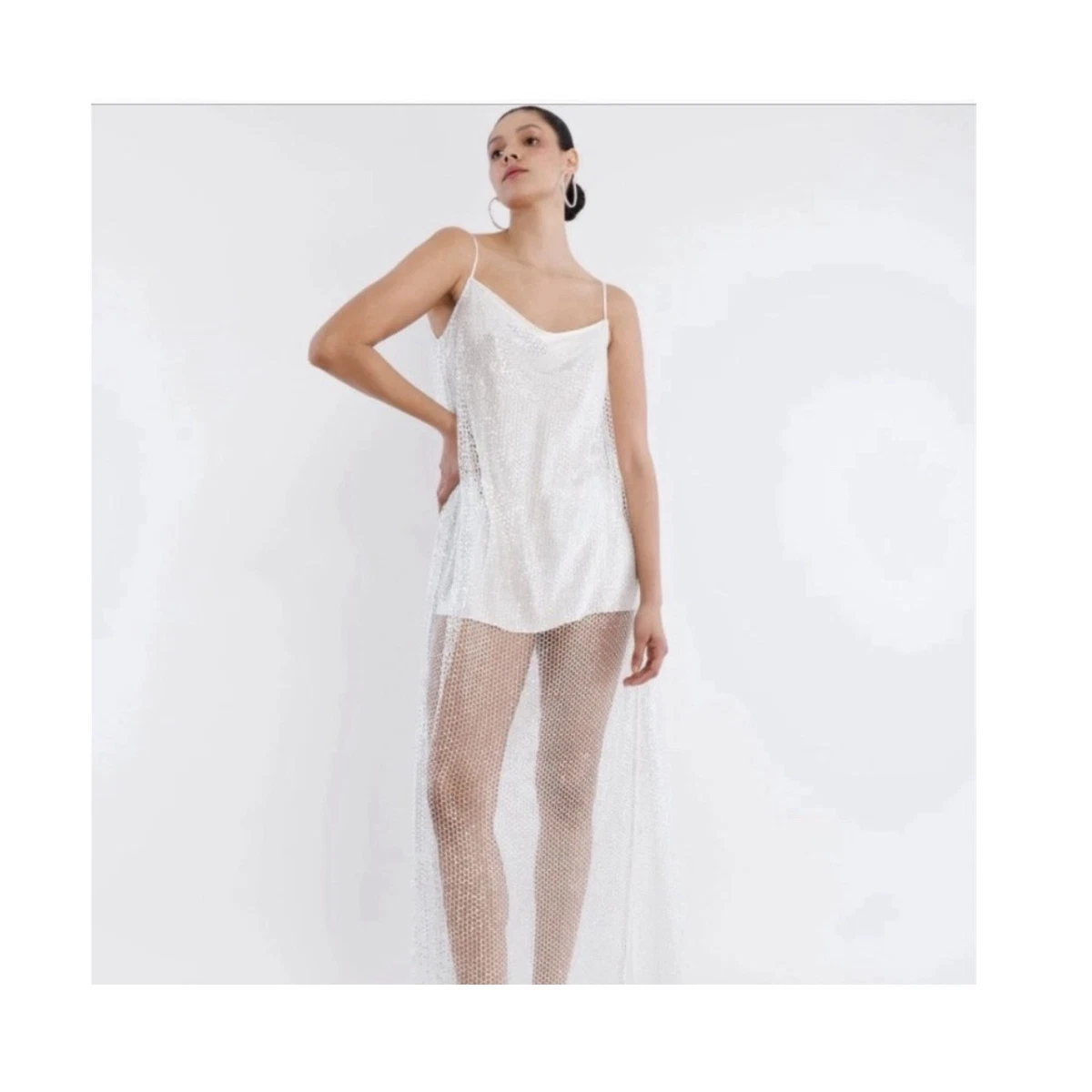 champagne midi dress Nadine Merabi Nina Champagne Dress 4