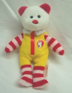 TY Teenie Beanie RONALD McDONALD TEDDY BEAR 5" Stuffed Animal 2004 McDonald's