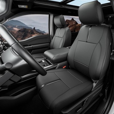 DiffCar Ford F 150 Front Seat Covers 2015-2026 Leather Waterproof Black