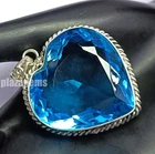 102.10 Ct Rare Natural Blue Sapphire Pendant Heart Cut Gems EGL 925 Silver 5ASM