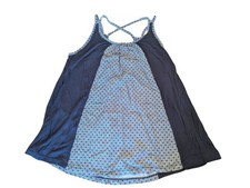 EUC CAbi 5202 Womens Medium Navy White Crisscross Strappy Tank Diamond