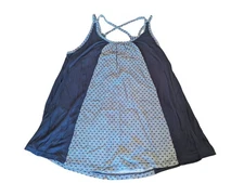 EUC CAbi 5202 Womens Medium Navy White  Crisscross Strappy Tank Diamond