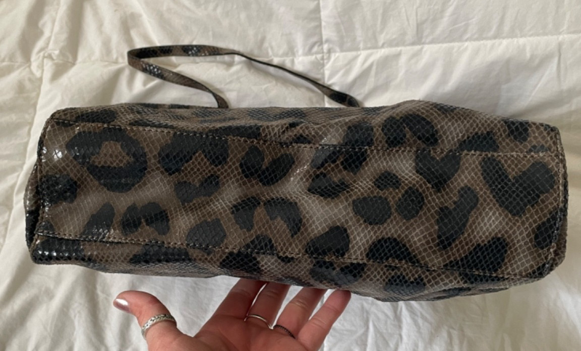 HALOGEN Python Print Leather Tote Bag Purse Handb… - image 5