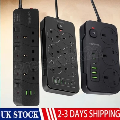 BLUECHARGE DIRECT Surge Protected Extension Lead With 6 USB USB C 6Gang Way Power Cable UK Plug