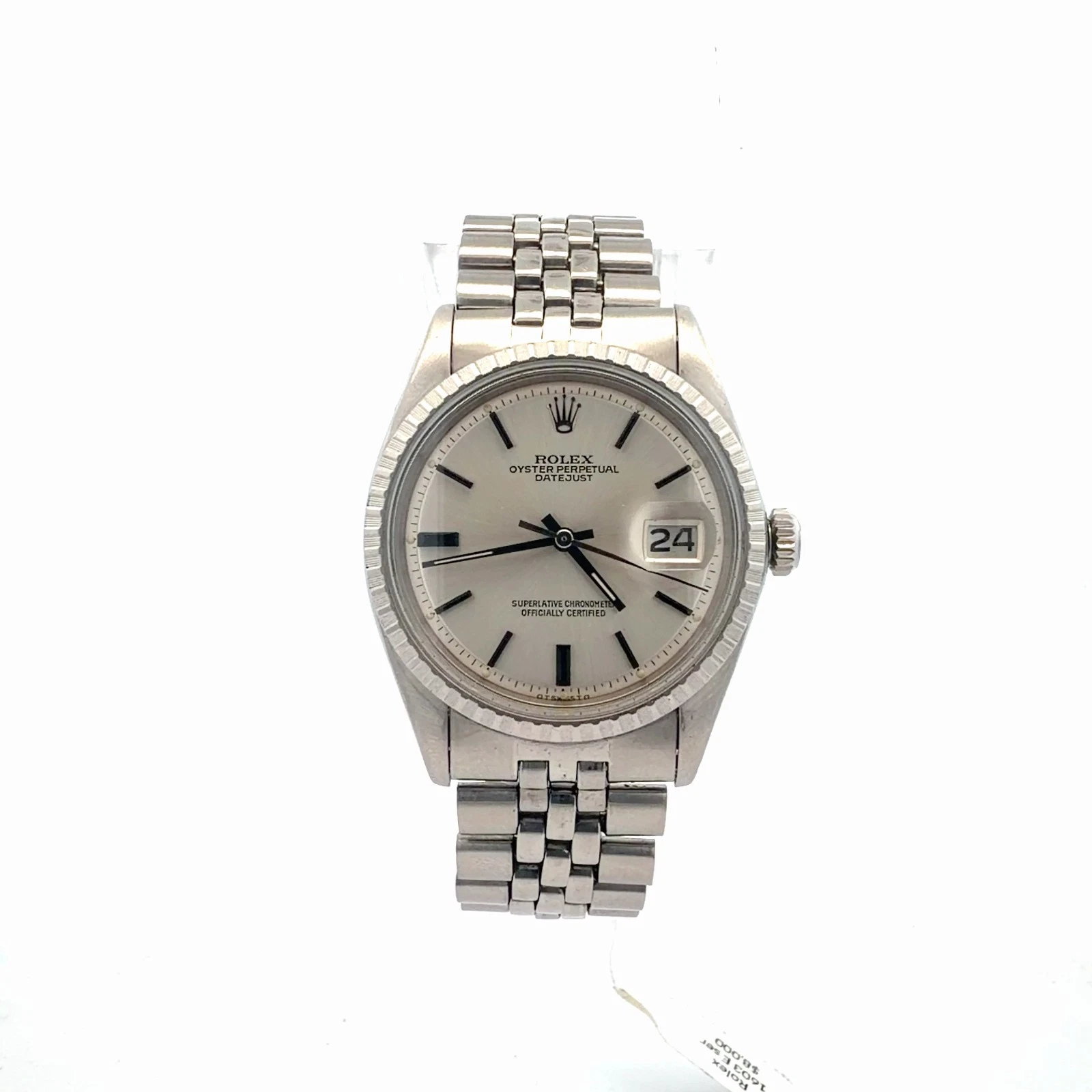 Rolex — Rolex Datejust 16003 36mm Jubilee Silver Stick Dial 1990 Stainless Steel Watch