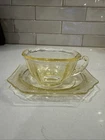 Princess Topaz Yellow Depression Glass teacup and saucer