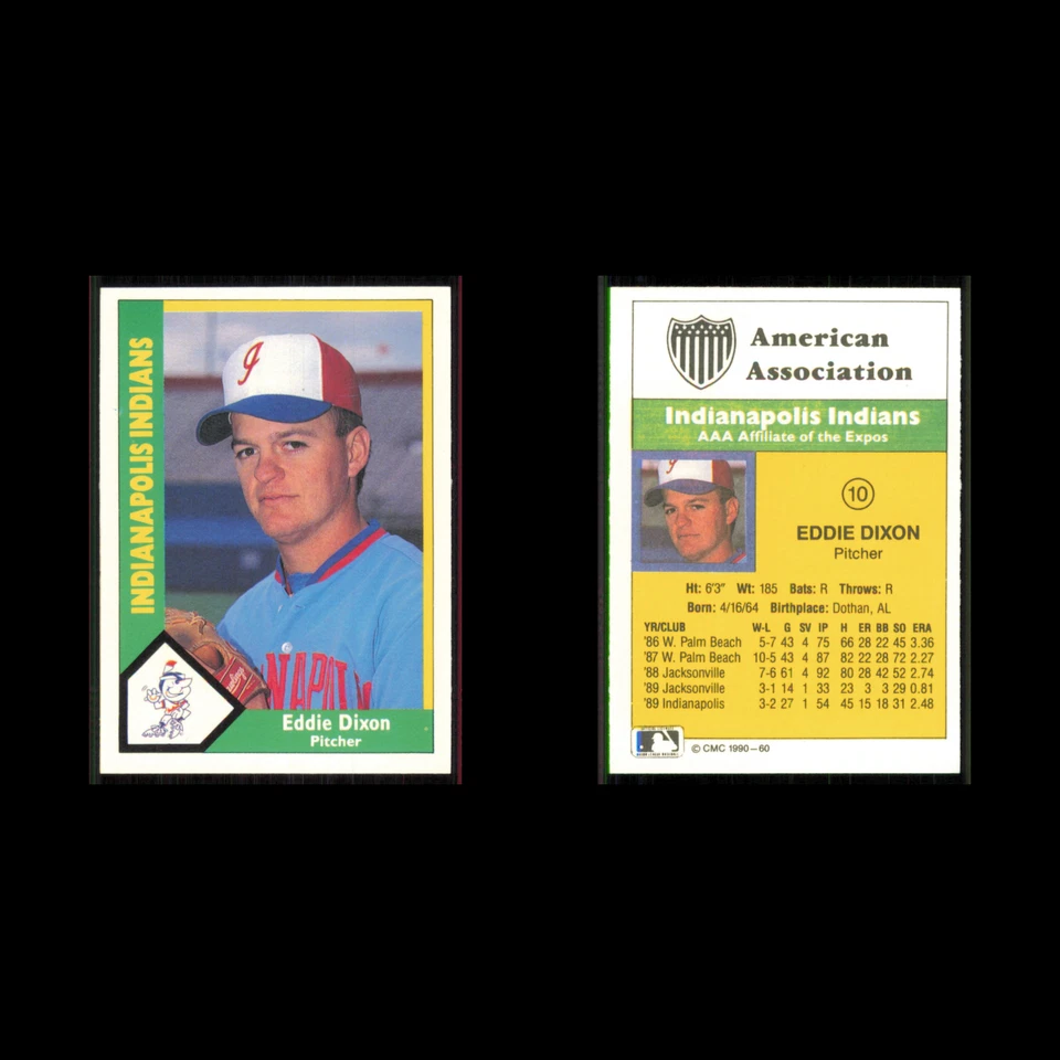 Eddie Dixon #60 1990 CMC Minor League Indianapolis Indians Baseball Card MLB NM - Image 3 of 3