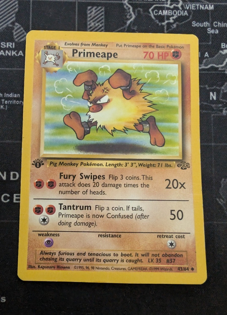 Pokemon TCG Primeape Jungle 43/64 Uncommon Regular English 70 HP