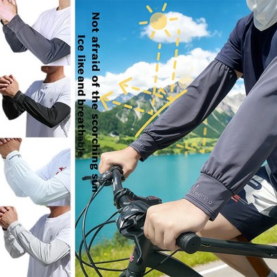 Ice Slik Sleeves Summer Breathable Cooling Loose Running Arm Sleeves Men Elastic