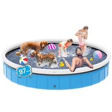 97in Extra Large Foldable Dog Pool, Big Portable Hard Plastic Swimming Pool f...