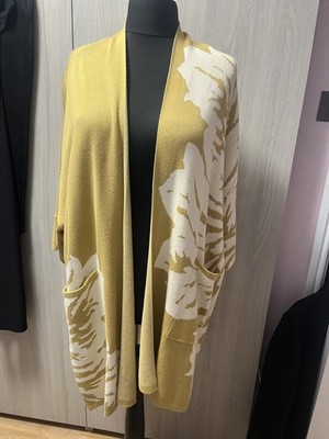 Brandneu mit Etikett MarlaWynne längere Oversize-Cardigan/Topper senf & ecru XS