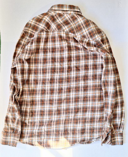 Old Navy Vintage Size Medium Men's Button Down 100% Cotton Flannel Shirt Brown - Picture 2 of 4