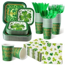 350 Psc St Patrick's Day Party Supplies Tableware Set Green Shamrock