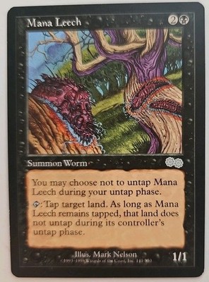MTG Magic The Gathering Card Mana Leech Summon Worm Black Urza's Saga 
